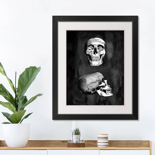 Skull Halloween Print in Black Frame